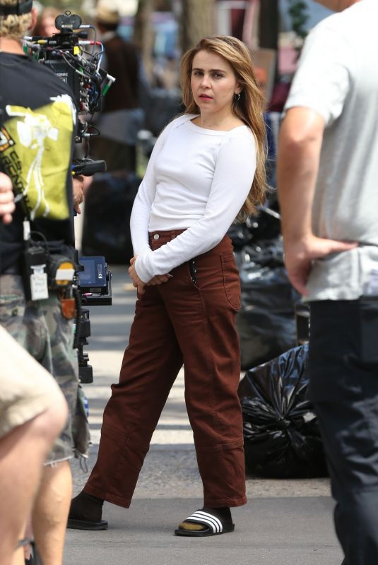 MAE WHITMAN on the Set of Up There in New York 07/27/2022