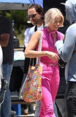 MARGOT ROBBIE and Ryan Gosling on the Set of Barbie on Her 32nd Birthday in Los Angeles 07/02/2022