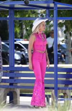 MARGOT ROBBIE and Ryan Gosling on the Set of Barbie on Her 32nd Birthday in Los Angeles 07/02/2022