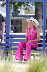 MARGOT ROBBIE and Ryan Gosling on the Set of Barbie on Her 32nd Birthday in Los Angeles 07/02/2022