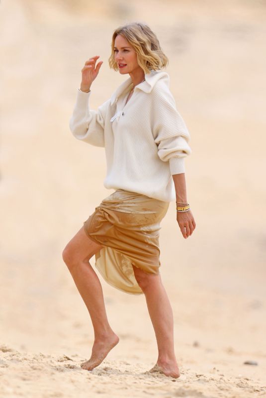 NAOMI WATTS at a Photoshoot on the Beach in Hamptons 07/26/2022