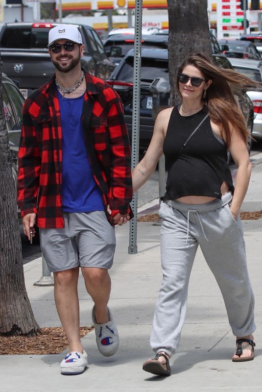 Pregnant ASHLEY GREENE and Paul Khoury Out for Lunch in Studio City 07/28/2022