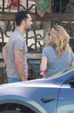Pregnant BECKI NEWTON at All Time Restaurant in Los Feliz 07/25/2022