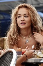 RITA ORA Out for Lunch with Friends in Paris 07/29/2022