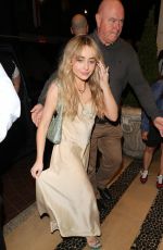 SABRINA CARPENTER Arrives at Her Hotel in London 07/05/2022