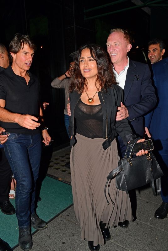 SALMA HAYEK, Francois-Henri Pinault and Tom Cruise Leaves Amazonico Restaurant in London 07/15/2022