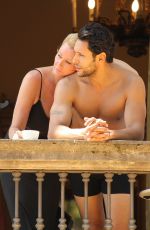 SANDRA LEE and Ben Youcef Relax on Their Balcony in Cernobbio 07/08/2022