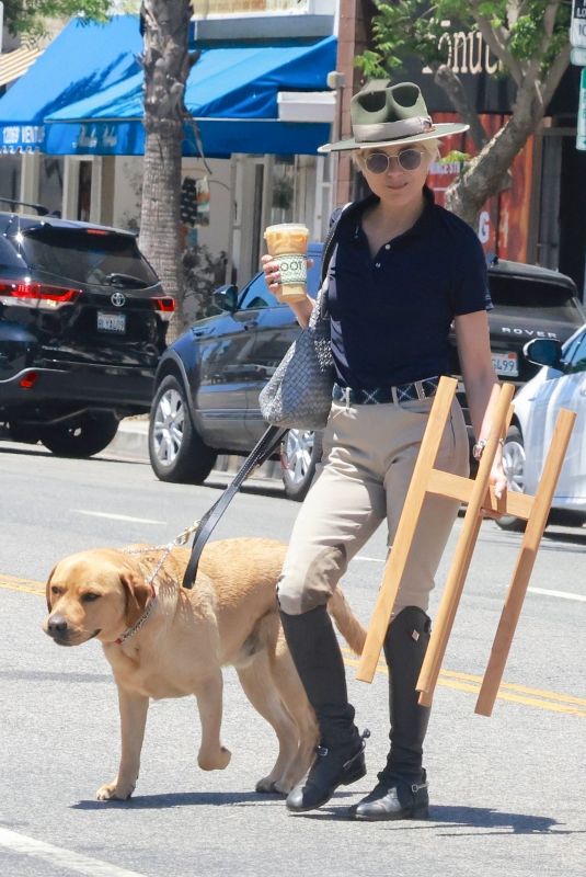 SELMA BLAIR Out for Shopping and Coffee with Her Service Dog in Studio City 07/02/2022