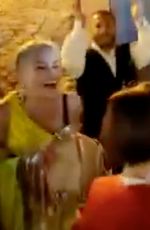 SHARON STONE Dancing Tarantella with a Local Band in Messina 07/11/2022