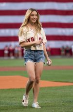 SYDNEY SWEENEY Throws Out First Pitch at Blue Jays vs. Red Sox Game in Boston 07/22/2022