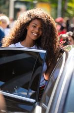 TINA KUNAKEY Arrives at Paco Rabanne Fashion Show in Paris 07/03/2022