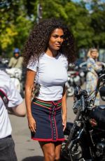 TINA KUNAKEY Arrives at Paco Rabanne Fashion Show in Paris 07/03/2022