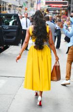 VIVICA FOX in a Yellow Valentino Dress Leaves at GMA in New York 07/05/2022