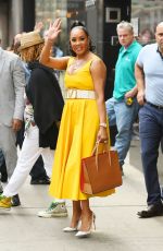 VIVICA FOX in a Yellow Valentino Dress Leaves at GMA in New York 07/05/2022