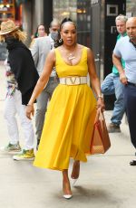 VIVICA FOX in a Yellow Valentino Dress Leaves at GMA in New York 07/05/2022