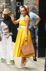 VIVICA FOX in a Yellow Valentino Dress Leaves at GMA in New York 07/05/2022
