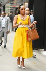 VIVICA FOX in a Yellow Valentino Dress Leaves at GMA in New York 07/05/2022