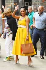 VIVICA FOX in a Yellow Valentino Dress Leaves at GMA in New York 07/05/2022