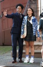 WHITNEY PEAK on the Set of Gossip Girl on Commerce Street in New York 07/12/2022