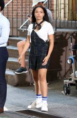 WHITNEY PEAK on the Set of Gossip Girl on Commerce Street in New York 07/12/2022