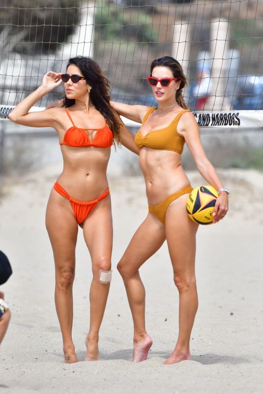 ALESSANDRA AMBROSIO in Bikini Playing Beach Volleyball in Malibu 07/31/2022