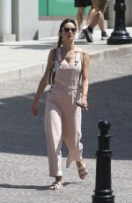 ALESSANDRA AMBROSIO in Denim Overalls Out Shopping on Rodeo Drive in Beverly Hills 08/27/2022