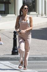 ALESSANDRA AMBROSIO in Denim Overalls Out Shopping on Rodeo Drive in Beverly Hills 08/27/2022