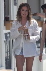 ASHLEY TISDALE Out for Coffee at Maru Coffee in Los Angeles 08/15/2022