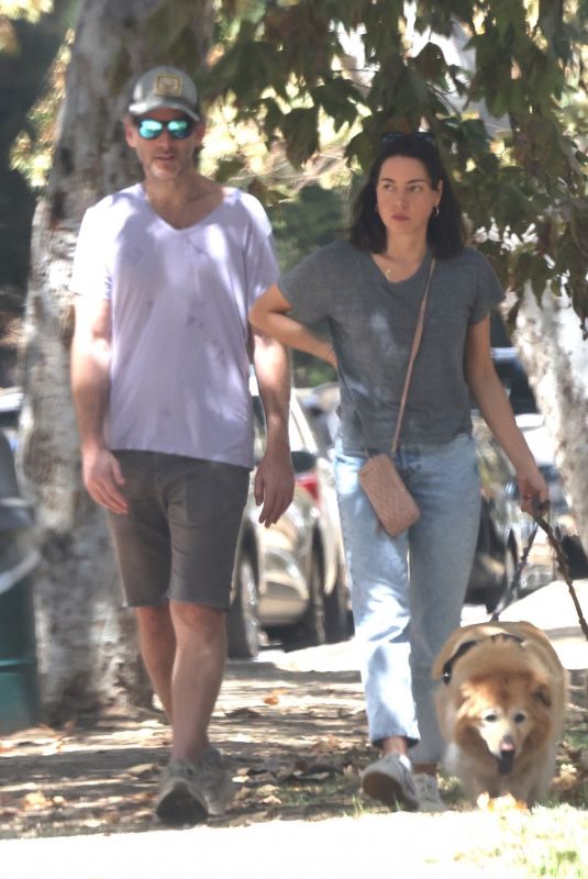 AUBREY PLAZA and Jeff Baena Out with Their Dogs in Los Feliz 08/21/2022