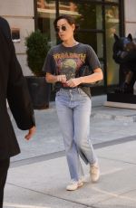 AUBREY PLAZA in Denim Leaves Her Hotel in New York 08/11/2022