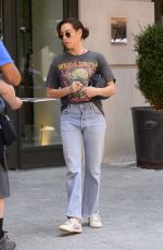 AUBREY PLAZA in Denim Leaves Her Hotel in New York 08/11/2022