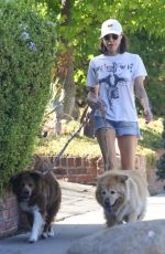 AUBREY PLAZA Out with Her Dogs in Los Feliz 08/13/2022