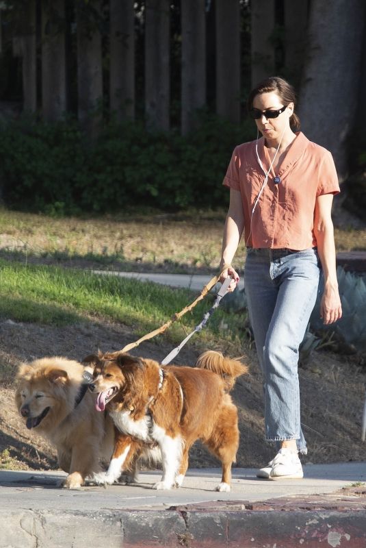 AUBREY PLAZA Out with Her Dogs in Los Feliz 08/16/2022