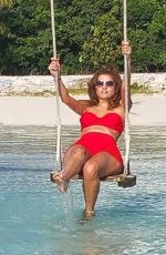 BLANCA BLANCO in a Red Bikini at Highborne Cay in Bahamas 08/12/2022