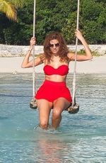 BLANCA BLANCO in a Red Bikini at Highborne Cay in Bahamas 08/12/2022