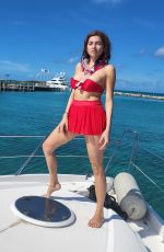BLANCA BLANCO in a Red Bikini at Highborne Cay in Bahamas 08/12/2022