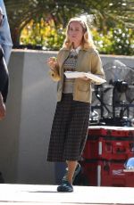 BRIE LARSON on the Set of Lessons in Chemistry in Los Angeles 08/10/2022