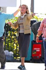 BRIE LARSON on the Set of Lessons in Chemistry in Los Angeles 08/10/2022