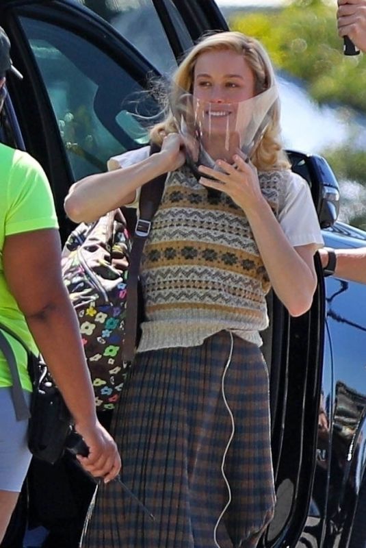 BRIE LARSON on the Set of Lessons in Chemistry in Los Angeles 08/10/2022