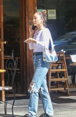 CARA SANTANA in Ripped Denim Out in Beverly Hills 08/24/2022