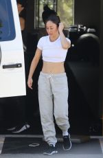 CARA SANTANA Stretches Out Before Hetting Her Workout Done in Los Angeles 08/12/2022