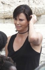 CHARLIZE THERON and UMA THURMAN on the Set of The Old Guard 2 in Rome 08/20/2022