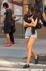CINDY MELLO in Denim Shorts Out in New York 08/10/2022