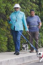 CYBIL SHEPHERD Out with Her Dogs in Los Angeles 08/01/2022