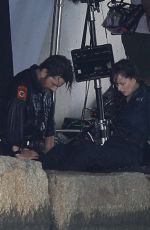 DAKOTA JOHNSON and Adam Scott on the Set of Madame Web in Boston 08/09/2022