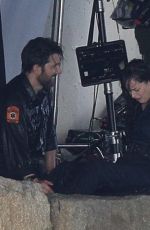DAKOTA JOHNSON and Adam Scott on the Set of Madame Web in Boston 08/09/2022