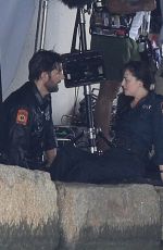 DAKOTA JOHNSON and Adam Scott on the Set of Madame Web in Boston 08/09/2022