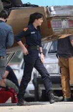 DAKOTA JOHNSON and Adam Scott on the Set of Madame Webin Boston 08/06/2022