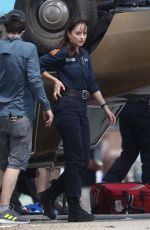 DAKOTA JOHNSON and Adam Scott on the Set of Madame Webin Boston 08/06/2022