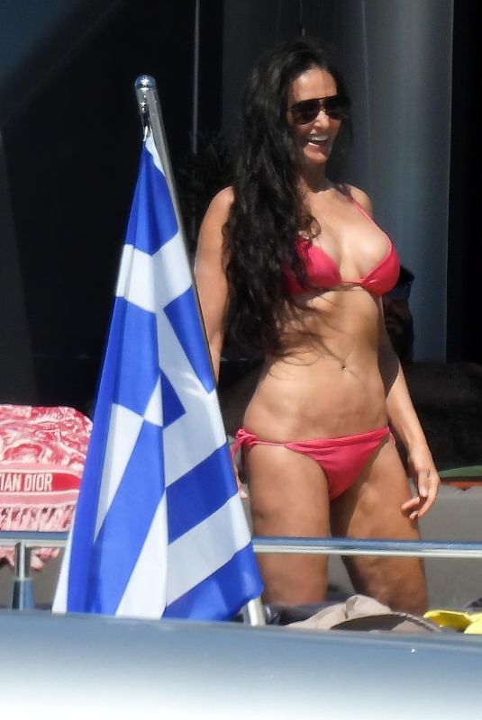 DEMI MOORE in Bikini at a Yacht in Greece 08/14/2022